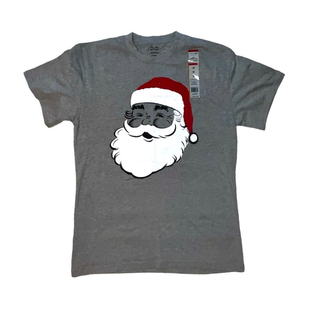 Celebrate It Christmas Santa Face T-shirt Grey Size Medium Unisex New With Tags